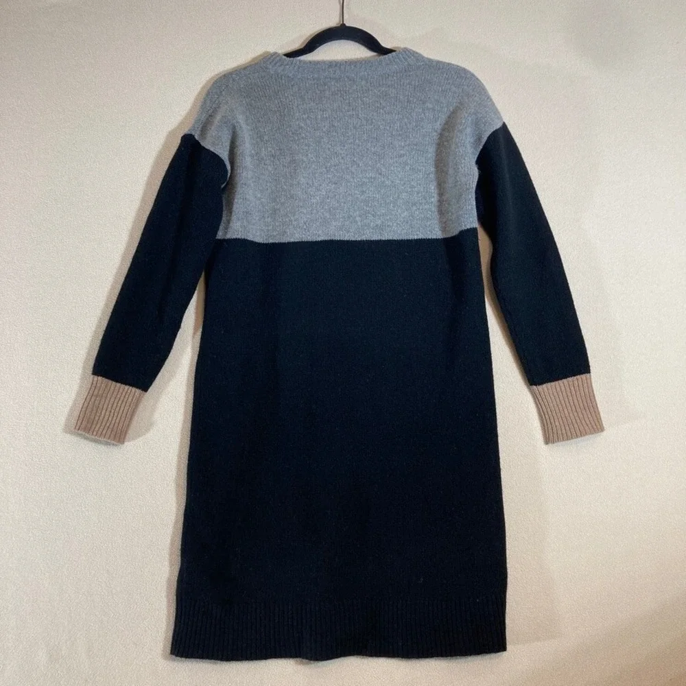 Madewell Cozy Merino Wool Sweater Dress  XXS Black/Grey Colorblock Casual Preppy